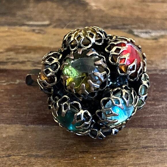 Estate late 90's Brass/Metal Disco Ball Charm - Picture 2 of 5